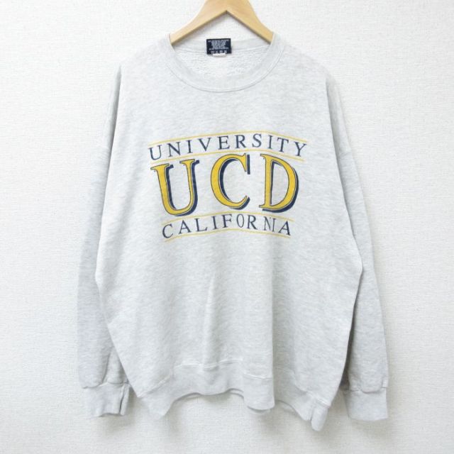 【50%OFF】XL★古着 ジャンスポーツ 長袖 スウェット メンズ 00年代 00s カリフォルニア 大学 大きいサイズ クルーネック USA製 薄グレー 霜降り 25apr05 中古 スエット トレーナー トップス