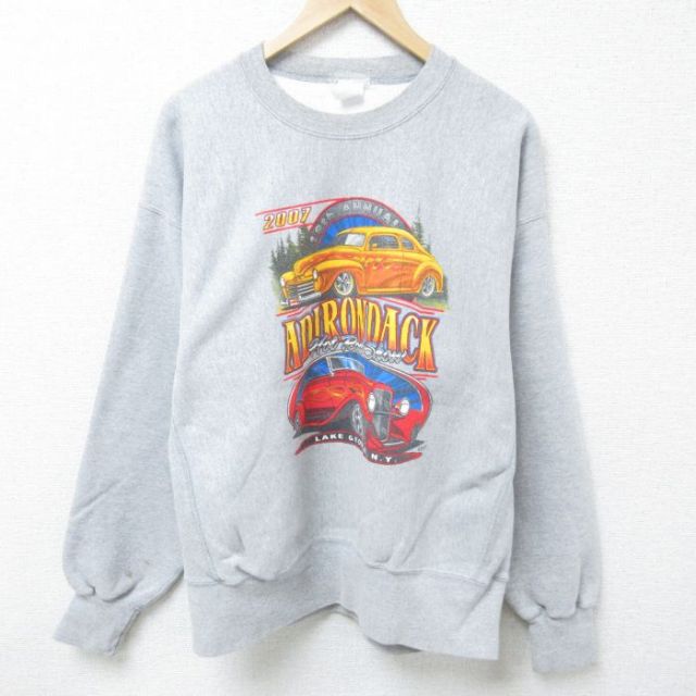 【50%OFF】XL★古着 長袖 スウェット メンズ 00年代 00s 車 大きいサイズ クルーネック グレー 霜降り 25apr07 中古 スエット トレーナー トップス