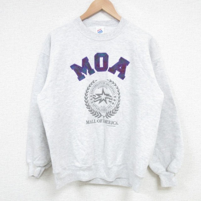 M★古着 ジャージーズ 長袖 スウェット メンズ 90年代 90s MOA カレッジ クルーネック USA製 薄グレー 霜降り 25apr08 中古 スエット トレーナー トップス