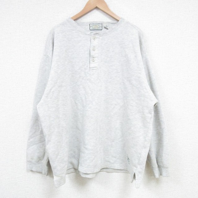 【50%OFF】XL★古着 アメリカンイーグル American Eagle 長袖 スウェット メンズ 00年代 00s ワンポイントロゴ ヘンリーネック 薄グレー 霜降り 【spe】 25apr08 中古 スエット トレーナー トップス