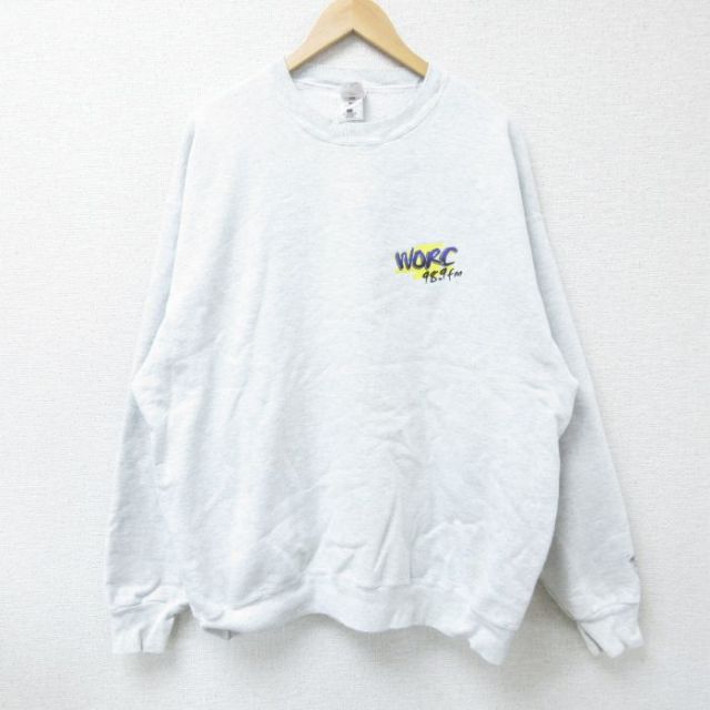 【50%OFF】XL★古着 フルーツオブザルーム 長袖 スウェット メンズ 00年代 00s WORC 大きいサイズ クルーネック 薄グレー 霜降り 25apr08 中古 スエット トレーナー トップス
