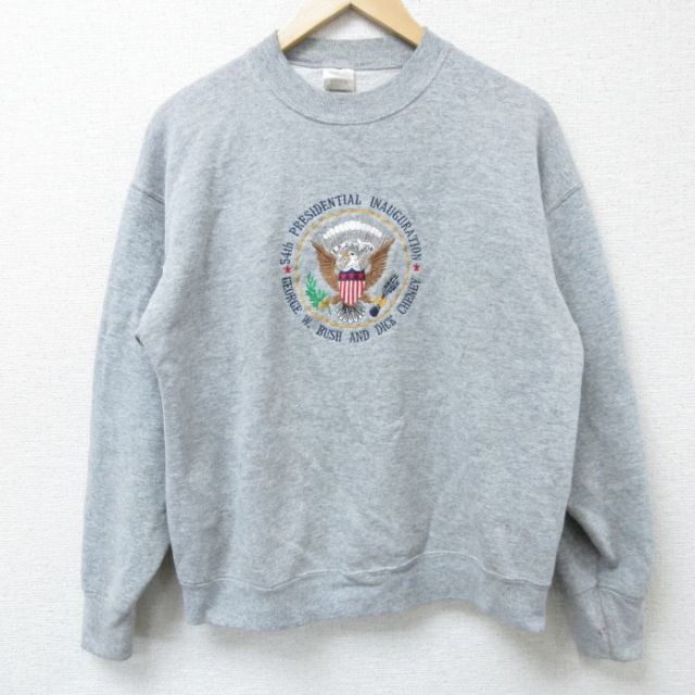 【50%OFF】フルーツオブザルーム 00s 長袖スウェット 白頭鷲刺繍 グレー L | 古着