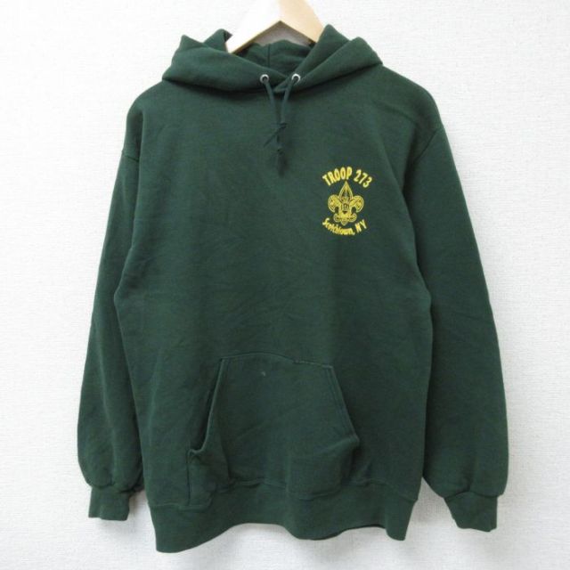 M★古着 ジャージーズ 長袖 スウェット パーカー メンズ 90年代 90s BSA ボーイスカウト USA製 緑 グリーン 25apr08 中古 スエット トレーナー トップス