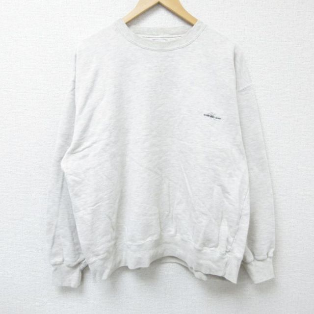 XL★古着 カルバンクライン Calvin Klein 長袖 スウェット メンズ 00年代 00s ワンポイントロゴ クルーネック 薄グレー 霜降り 25apr08 中古 スエット トレーナー トップス