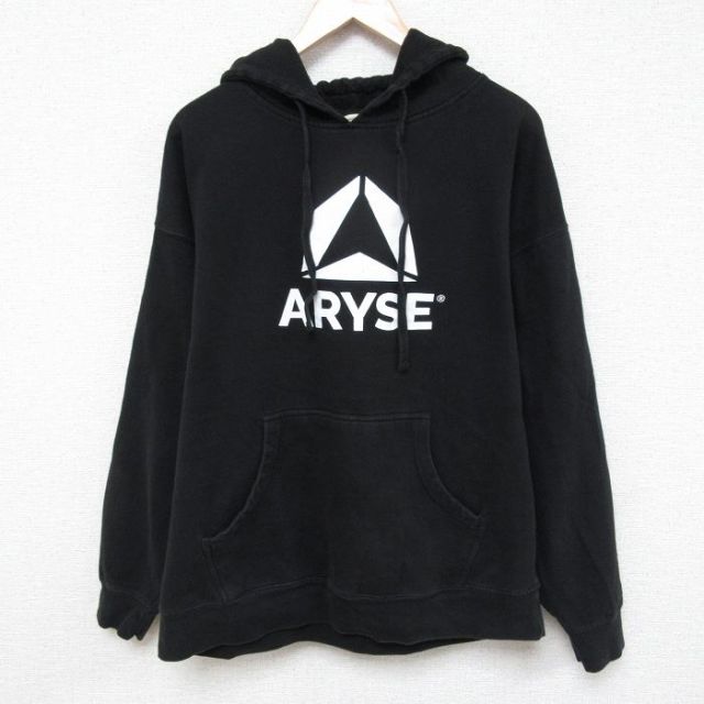 XL★古着 長袖 スウェット パーカー メンズ ARYSE 大きいサイズ 黒 ブラック 25apr08 中古 スエット トレーナー トップス
