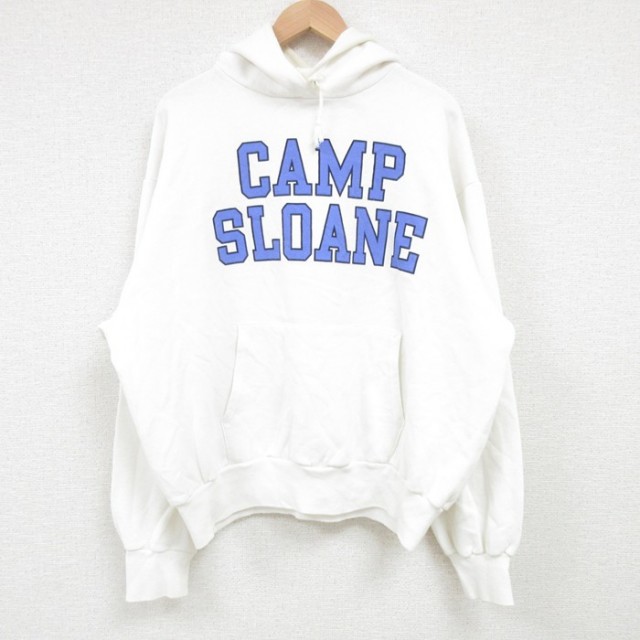 XL★古着 チャンピオン Champion 長袖 スウェット パーカー メンズ 80年代 80s CAMP SLOANE 大きいサイズ USA製 白 ホワイト 25apr09 中古 スエット トレーナー トップス