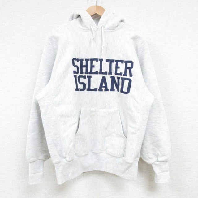 L★古着 長袖 スウェット パーカー メンズ 90年代 90s SHELTER ISLAND USA製 薄グレー 霜降り 25apr09 中古 スエット トレーナー トップス