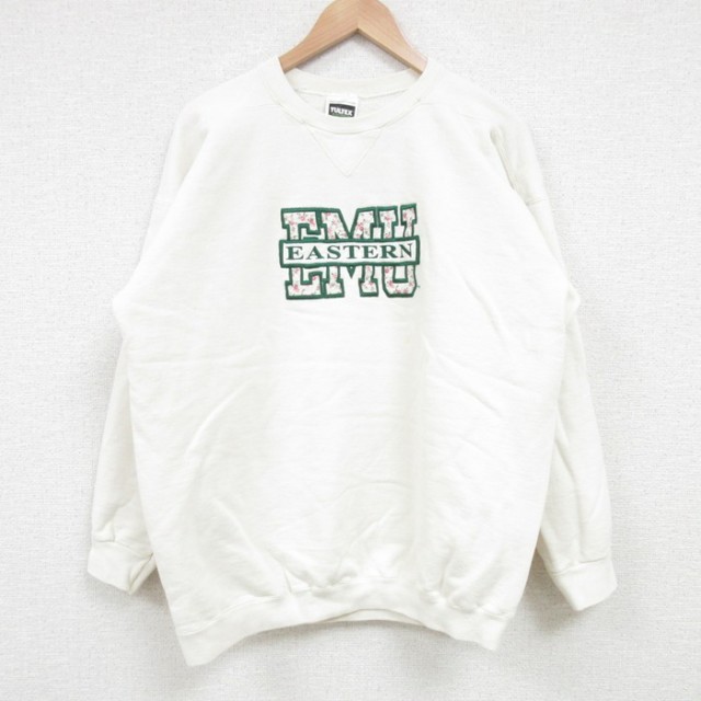 【50%OFF】L★古着 TULTEX 長袖 スウェット メンズ 90年代 90s EASTERN 刺繍 クルーネック USA製 白 ホワイト 25apr09 中古 スエット トレーナー トップス