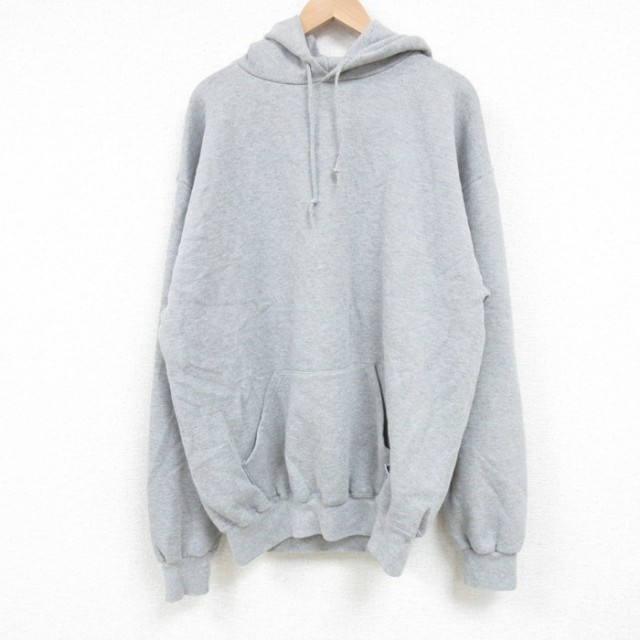 XL★古着 ラッセル 長袖 スウェット パーカー メンズ 00年代 00s 無地 グレー 霜降り 25apr09 中古 スエット トレーナー トップス