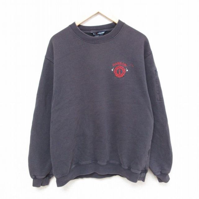 【50%OFF】L★古着 5.11 タクティカル 長袖 スウェット メンズ 00年代 00s ハンソン 消防署 クルーネック 紺 ネイビー 25apr09 中古 スエット トレーナー トップス