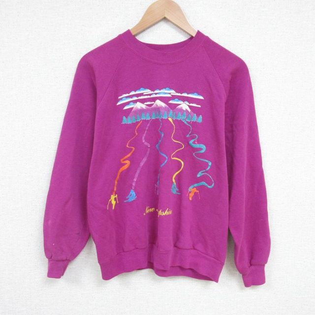 【50%OFF】M★古着 ジャージーズ 長袖 スウェット メンズ 80年代 80s スキー クルーネック USA製 濃ピンク 25apr10 中古 スエット トレーナー トップス