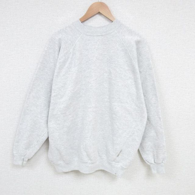 XL★古着 長袖 スウェット メンズ 00年代 00s 無地 クルーネック 薄グレー 霜降り 25apr10 中古 スエット トレーナー トップス