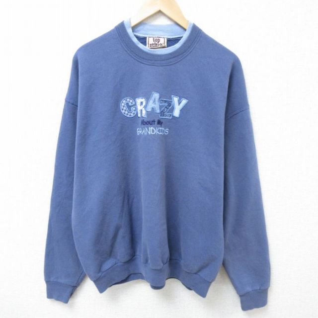 00s 長袖スウェット CRAZY ネイビー XL | 古着