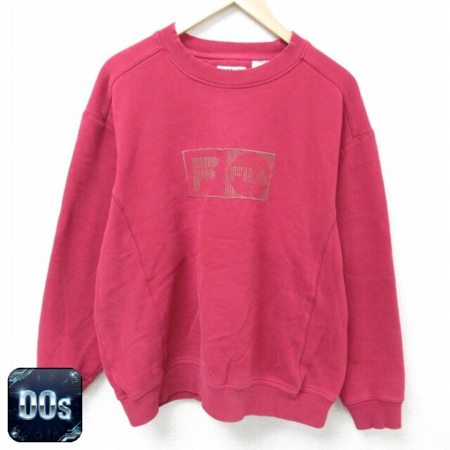 【50%OFF】フィラ 00s 長袖スウェット ビッグロゴ刺繍 バーガンディ XL | 古着