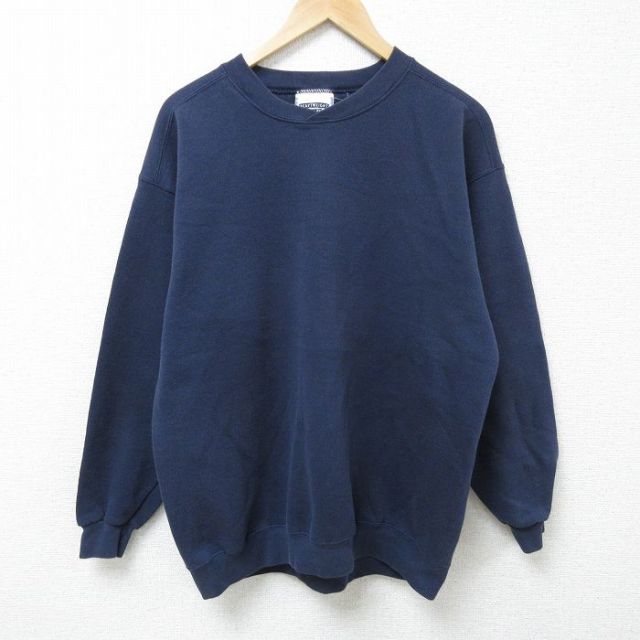 L★古着 リー Lee 長袖 スウェット メンズ 00年代 00s 無地 クルーネック 紺 ネイビー 25apr12 中古 スエット トレーナー トップス
