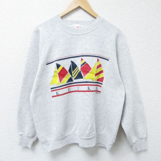 L★古着 ジャージーズ 長袖 スウェット メンズ 80年代 80s ヨット クルーネック USA製 薄グレー 霜降り 25apr12 中古 スエット トレーナー トップス