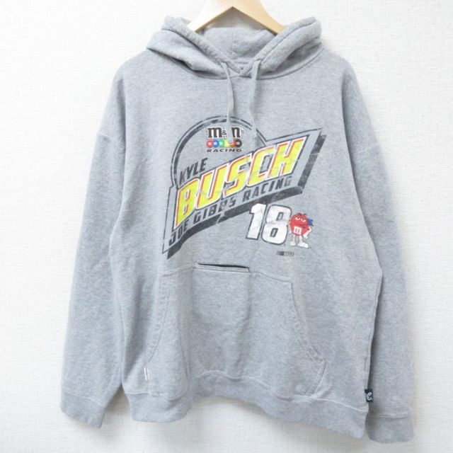 XL★古着 長袖 スウェット パーカー メンズ レーシング NASCAR 大きいサイズ グレー 霜降り 25apr12 中古 スエット トレーナー トップス