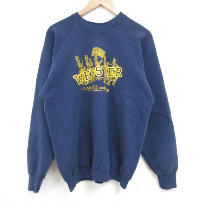 L★古着 フルーツオブザルーム 長袖 スウェット メンズ 90年代 90s WEBSTER ラグラン クルーネック USA製 紺 ネイビー 25apr11 中古 スエット トレーナー トップス
