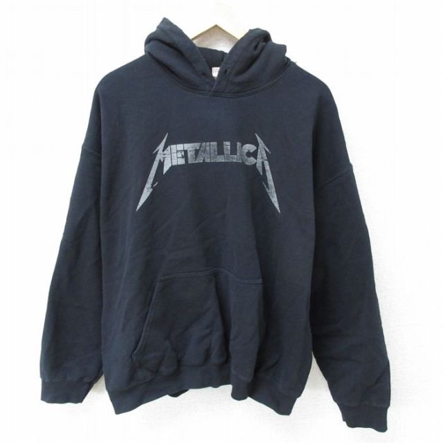 【50%OFF】XL★古着 長袖 ロック バンド スウェット パーカー メンズ 00年代 00s メタリカ 黒 ブラック 【spe】 25apr11 中古 スエット トレーナー トップス
