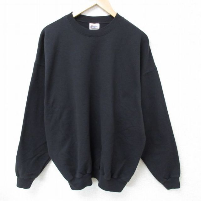 XL★古着 ヘインズ Hanes 長袖 スウェット メンズ 00年代 00s 無地 大きいサイズ クルーネック 黒 ブラック 25apr11 中古 スエット トレーナー トップス