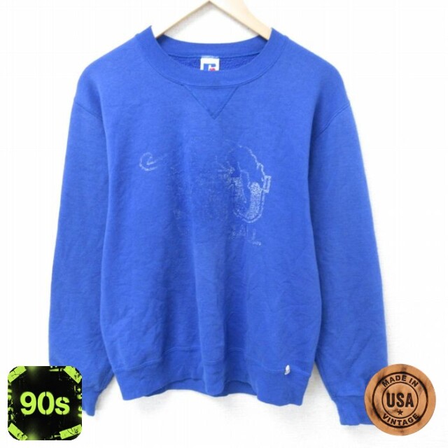 ラッセル 90s 長袖スウェット バレーボール ブルー M | 古着