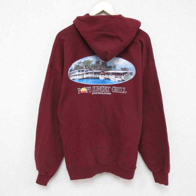 【50%OFF】XL★古着 長袖 スウェット パーカー メンズ 00年代 00s サンセット エンジ 25apr14 中古 スエット トレーナー トップス