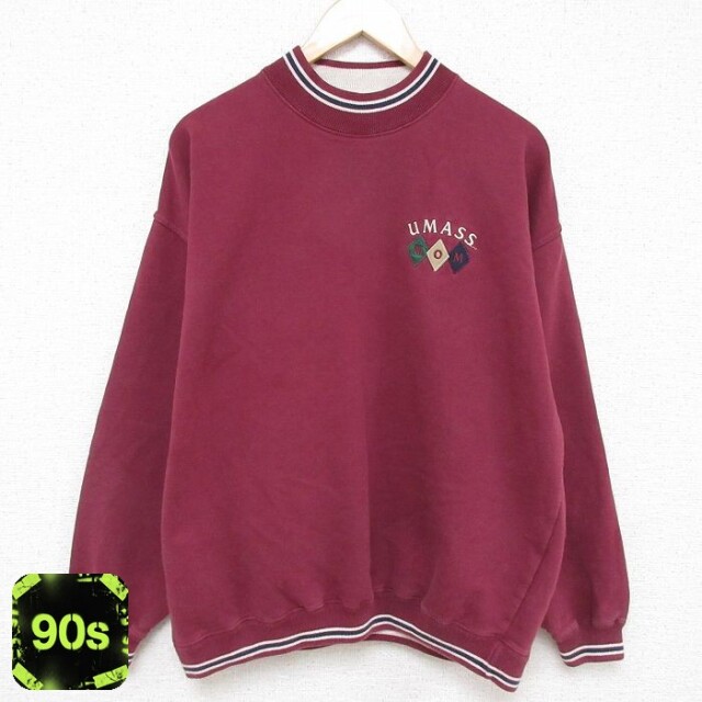 90s 長袖スウェット UMASS バーガンディ XL | 古着