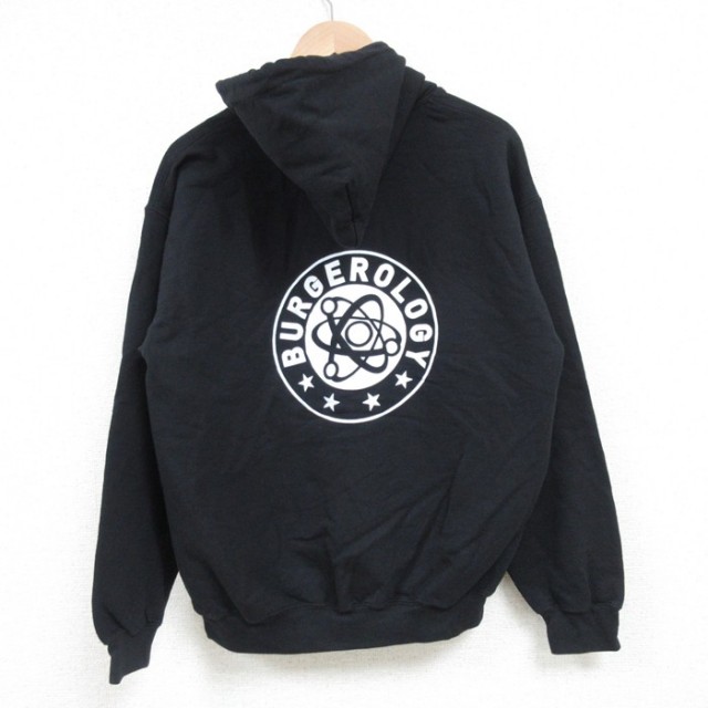 M★古着 長袖 スウェット パーカー メンズ Burgerology Long 黒 ブラック 25apr14 中古 スエット トレーナー トップス