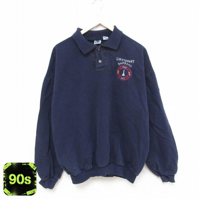 WEK 90s 長袖トップス 消防署 ネイビー XL | 古着