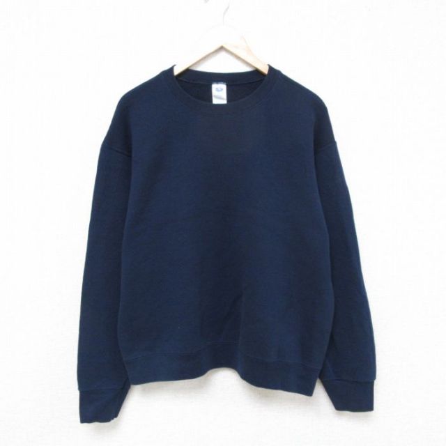 XL★古着 フルーツオブザルーム 長袖 スウェット メンズ 無地 クルーネック 紺 ネイビー 25apr14 中古 スエット トレーナー トップス
