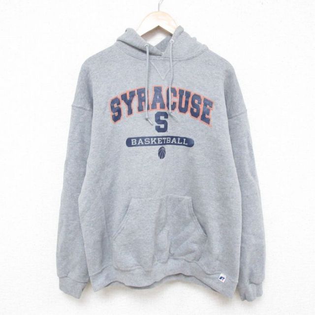 【50%OFF】XL★古着 ラッセル 長袖 スウェット パーカー メンズ 00年代 00s シラキュース バスケットボール グレー 霜降り 25apr14 中古 スエット トレーナー トップス