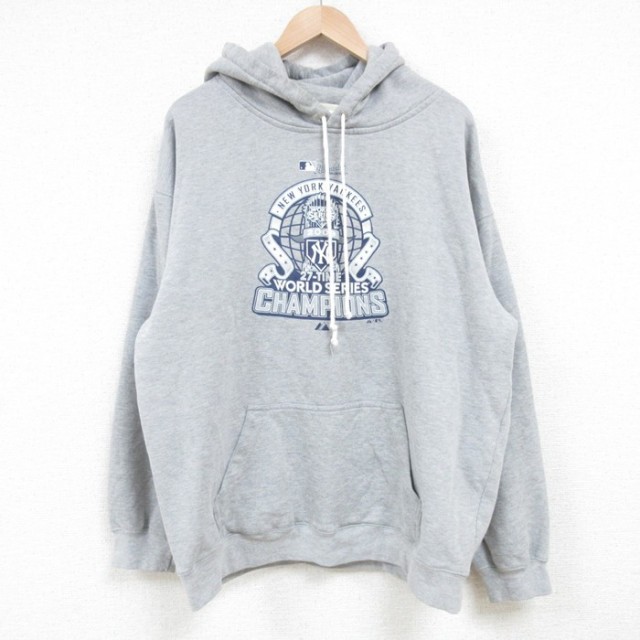 【50%OFF】XL★古着 長袖 スウェット パーカー メンズ 00年代 00s MLB ニューヨークヤンキース グレー 霜降り メジャーリーグ ベースボール 野球 25apr15 中古 スエット トレーナー トップス