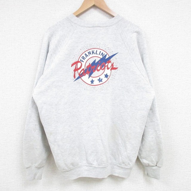 L★古着 ジャージーズ 長袖 スウェット メンズ 90年代 90s Patriots ラグラン クルーネック USA製 薄グレー 霜降り 25apr15 中古 スエット トレーナー トップス