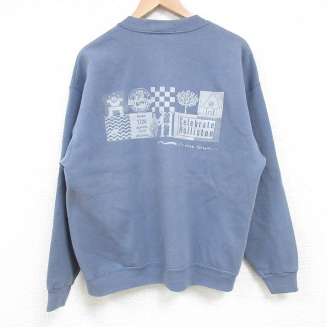 L★古着 リー Lee 長袖 スウェット メンズ 90年代 90s Celebrate Holliston クルーネック USA製 薄紺 ネイビー 25apr15 中古 スエット トレーナー トップス