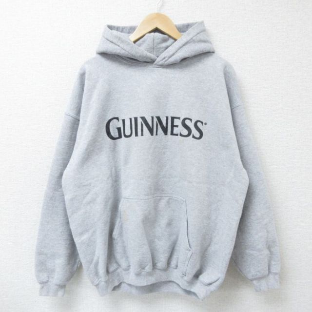 【50%OFF】XL★古着 長袖 スウェット パーカー メンズ 00年代 00s ギネスビール 大きいサイズ グレー 霜降り 25apr15 中古 スエット トレーナー トップス