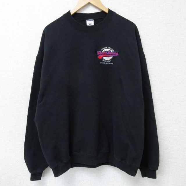 XL★古着 ジャージーズ 長袖 スウェット メンズ 00年代 00s ベースボール 大きいサイズ クルーネック 黒 ブラック 25apr15 中古 スエット トレーナー トップス