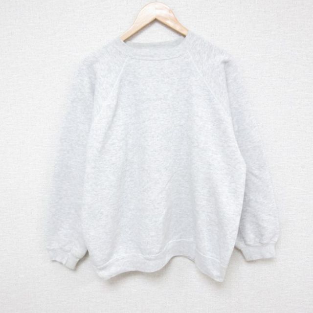 L★古着 ヘインズ Hanes 長袖 スウェット メンズ 90年代 90s 無地 ラグラン クルーネック USA製 薄グレー 霜降り 25apr15 中古 スエット トレーナー トップス
