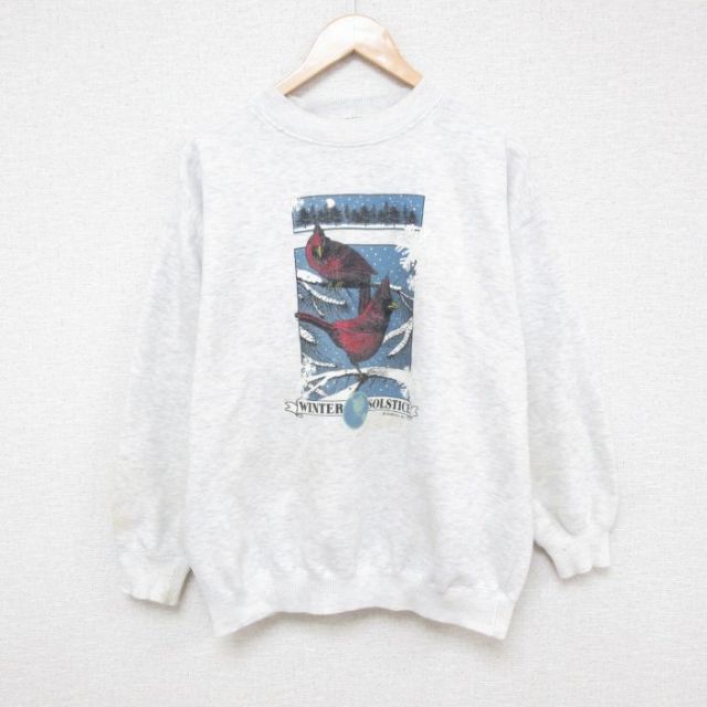 【50%OFF】00s 長袖スウェット 鳥 グレー L | 古着