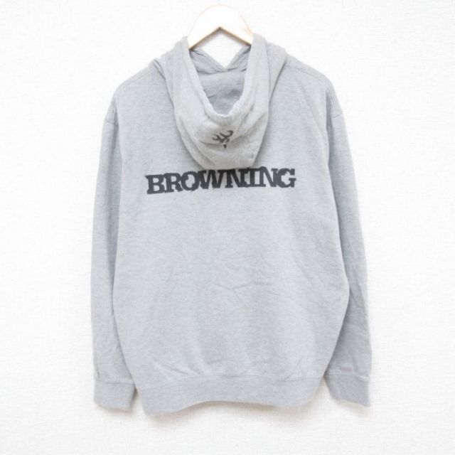 BROWNING 長袖パーカー 霜降り グレー XL | 古着