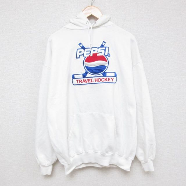 XL★古着 ジャージーズ 長袖 スウェット パーカー メンズ 00年代 00s PEPSI ペプシ 刺繍 白 ホワイト 25apr15 中古 スエット トレーナー トップス