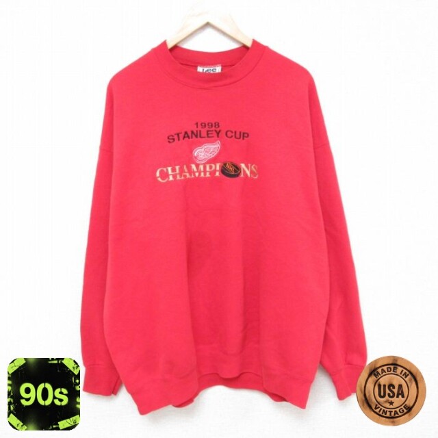 【50%OFF】リー 90s 長袖スウェット デトロイトレッドウィングス レッド XL | 古着
