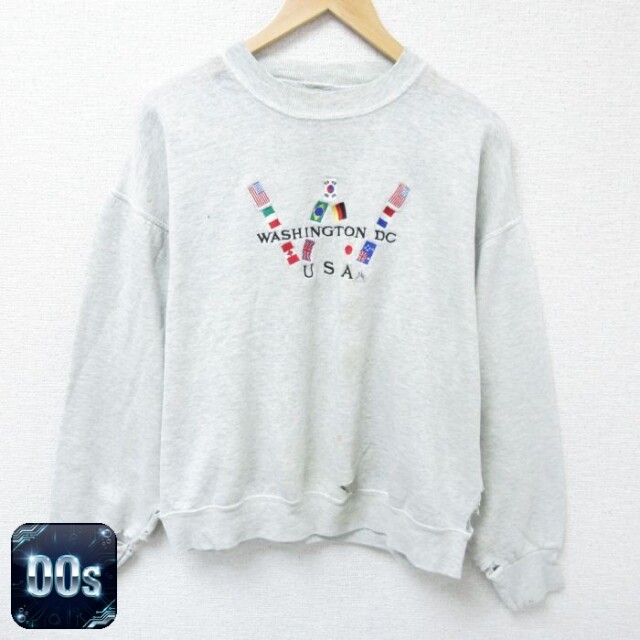 ワシントン 00s 長袖スウェット 国旗刺繍 グレー L | 古着