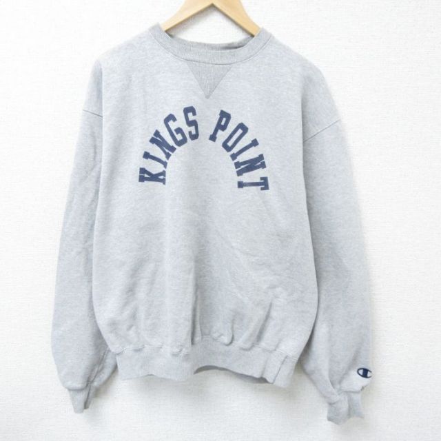 XL★古着 チャンピオン Champion 長袖 スウェット メンズ KINGS POINT クルーネック グレー 霜降り 25apr16 中古 スエット トレーナー トップス