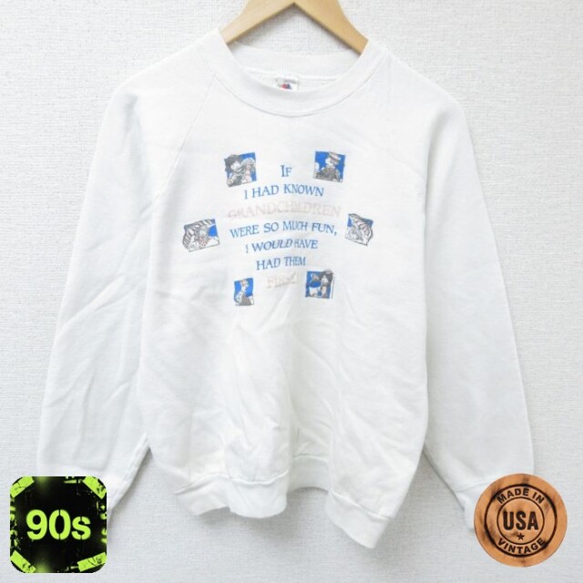 フルーツオブザルーム 90s 長袖スウェット ラグラン ホワイト M | 古着