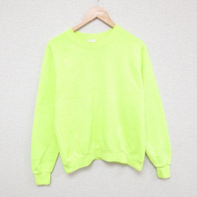 S★古着 長袖 スウェット メンズ 80年代 80s 無地 ラグラン クルーネック 黄 イエロー 25apr16 中古 スエット トレーナー トップス