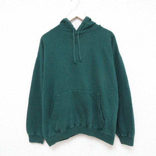 XL★古着 ギャップ GAP 長袖 スウェット パーカー メンズ 90年代 90s 無地 緑 グリーン 25apr16 中古 スエット トレーナー トップス
