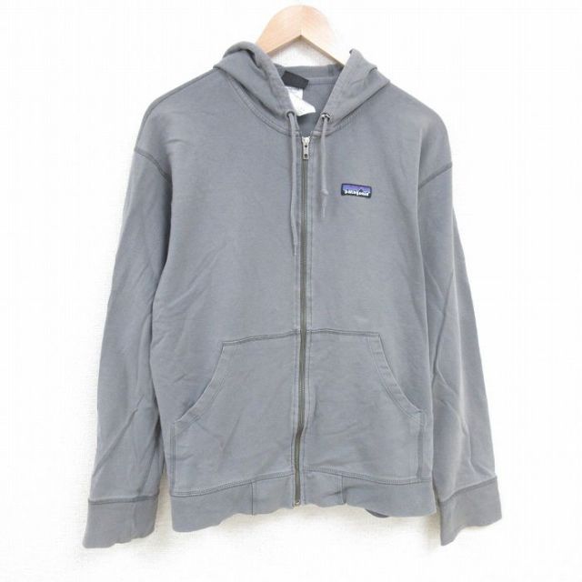 【中古】Patagonia メンズ XL グレー フルジップパーカー 胸ポケット 古着通販 XL☆古着 パタゴニア patagonia 長袖 フルジップ スウェット