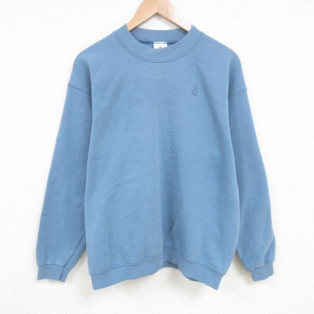 XL★古着 長袖 スウェット メンズ 90年代 90s USAオリンピック ワンポイントロゴ クルーネック USA製 薄紺 ネイビー 25apr16 中古 スエット トレーナー トップス