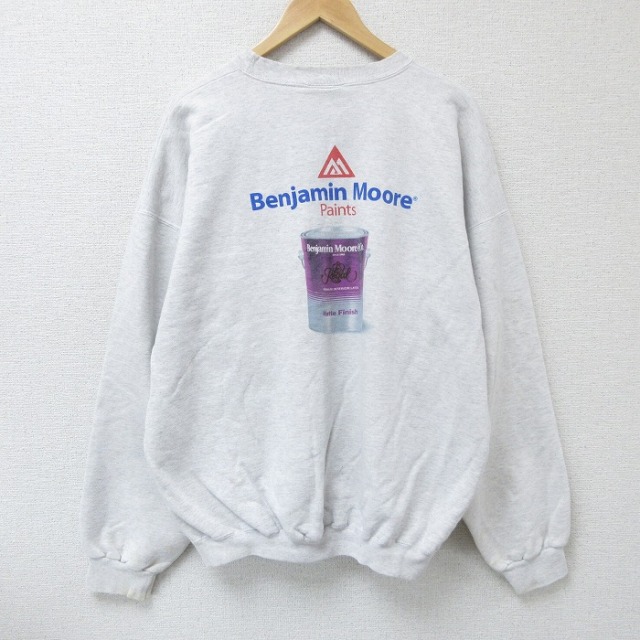 XL★古着 ヘインズ Hanes 長袖 スウェット メンズ 00年代 00s ベンジャミンムーア ペイント 大きいサイズ クルーネック 薄グレー 霜降り 25apr17 中古 スエット トレーナー トップス
