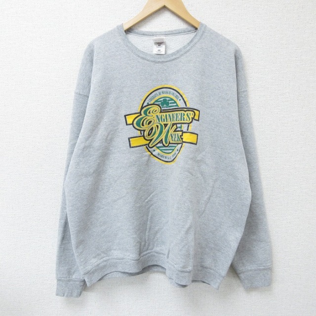 XL★古着 長袖 スウェット メンズ 90年代 90s ENGINEERS WEEK クルーネック USA製 グレー 霜降り 25apr17 中古 スエット トレーナー トップス